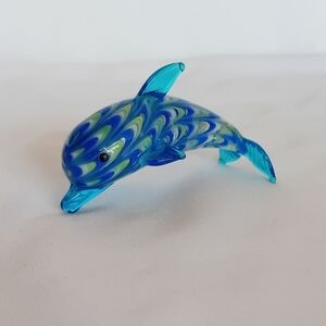 Fitz And Floyd Glass Menagerie Blue and Green Dolphin Figurine
